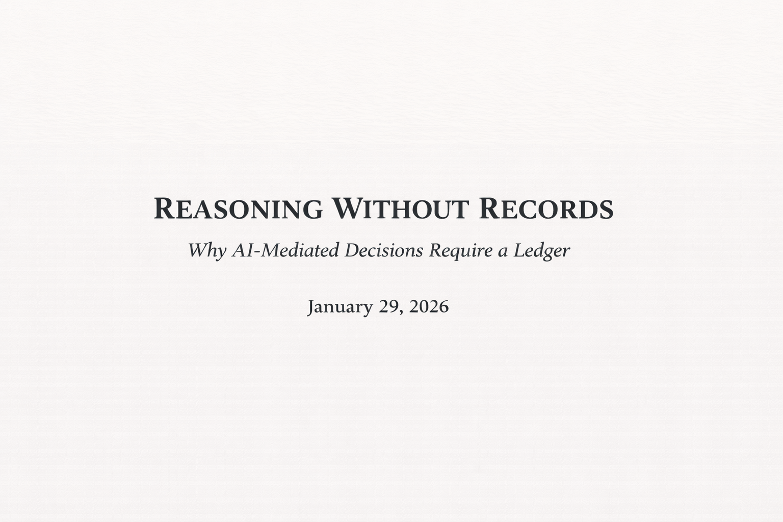 Reasoning Without Records